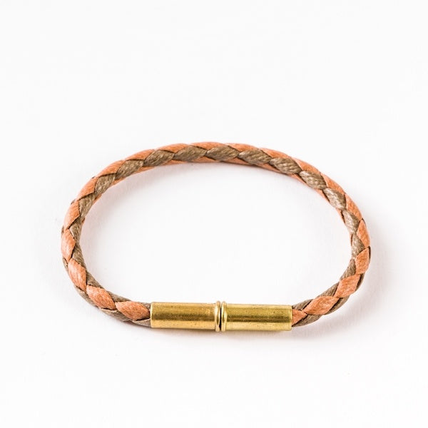 Flint Single Waxed Canvas Bracelet Tan/Orange