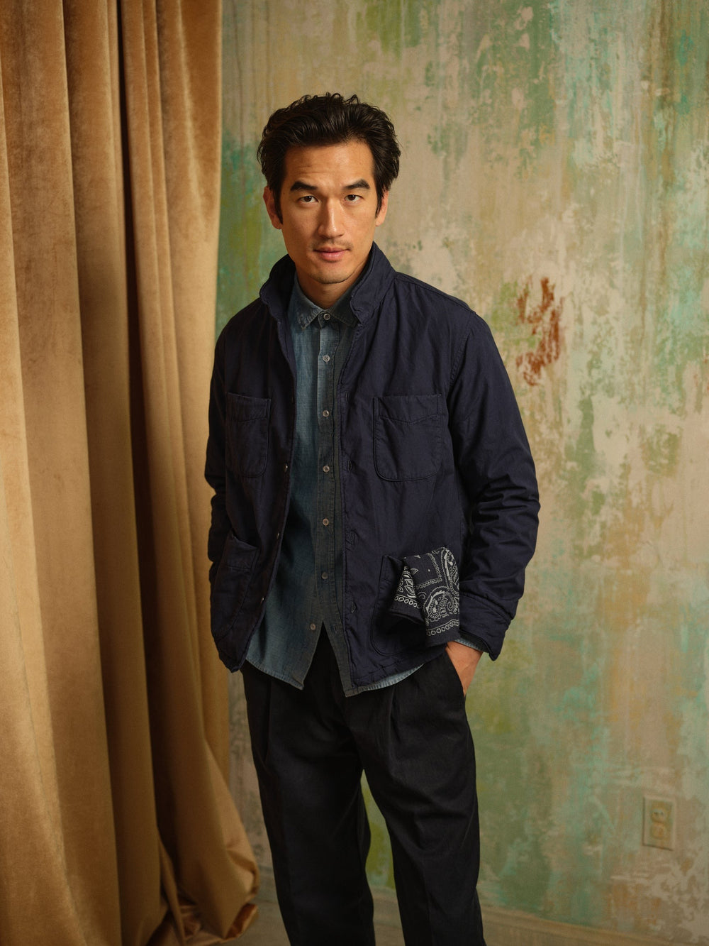 Poplin Camp Shirt Jacket Navy