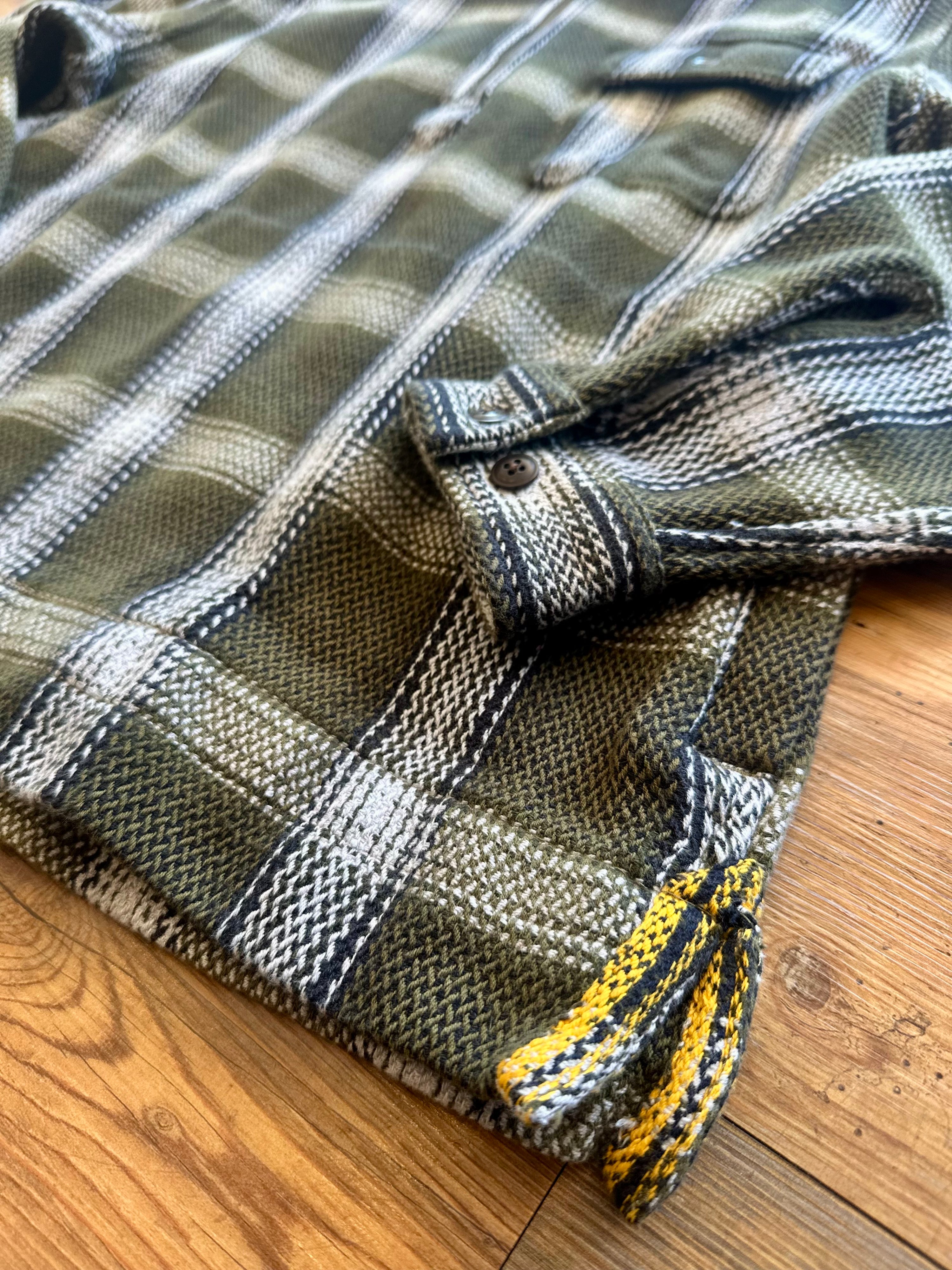 Collared Half Zip Dark Green Plaid