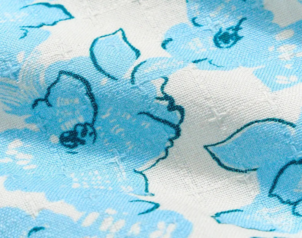 Short Sleeve Textured Painted Floral Treme Shirt Sky Blue Multi