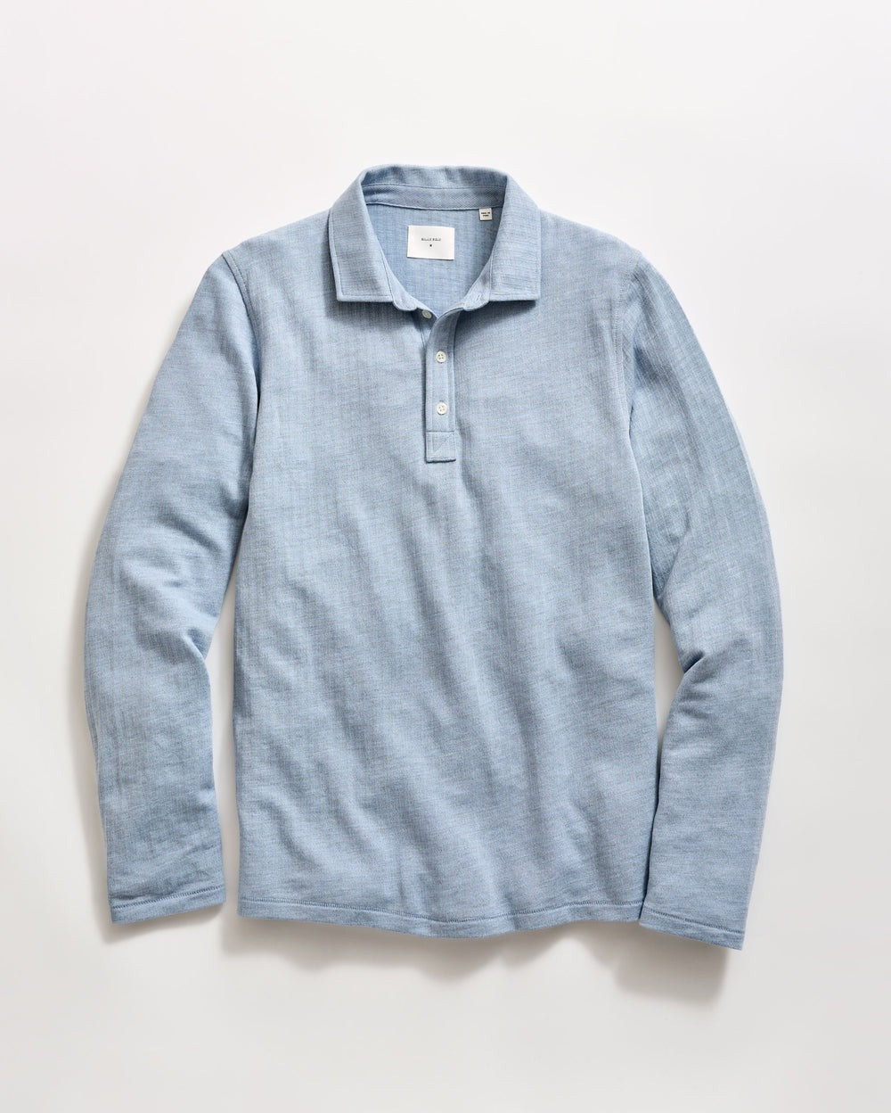 Long-Sleeve Herringbone Polo Blue Fog