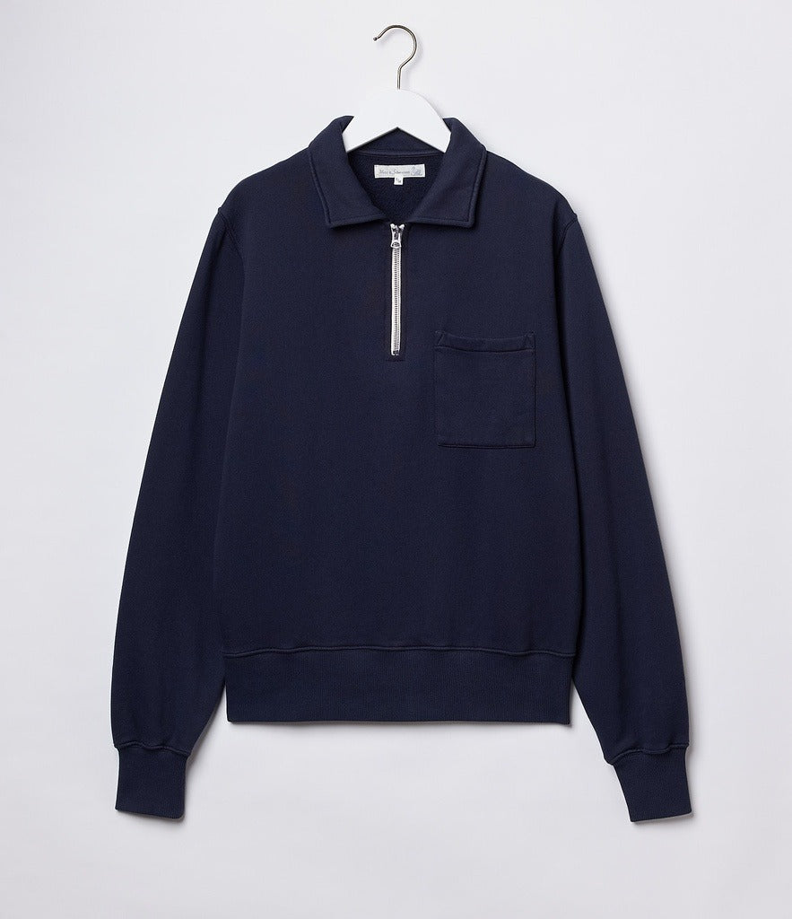 Vintage Fleece Zip Collar Dark Navy