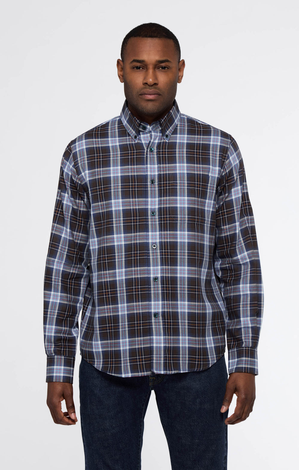 Button Down Cotton Flannel Pale Blue