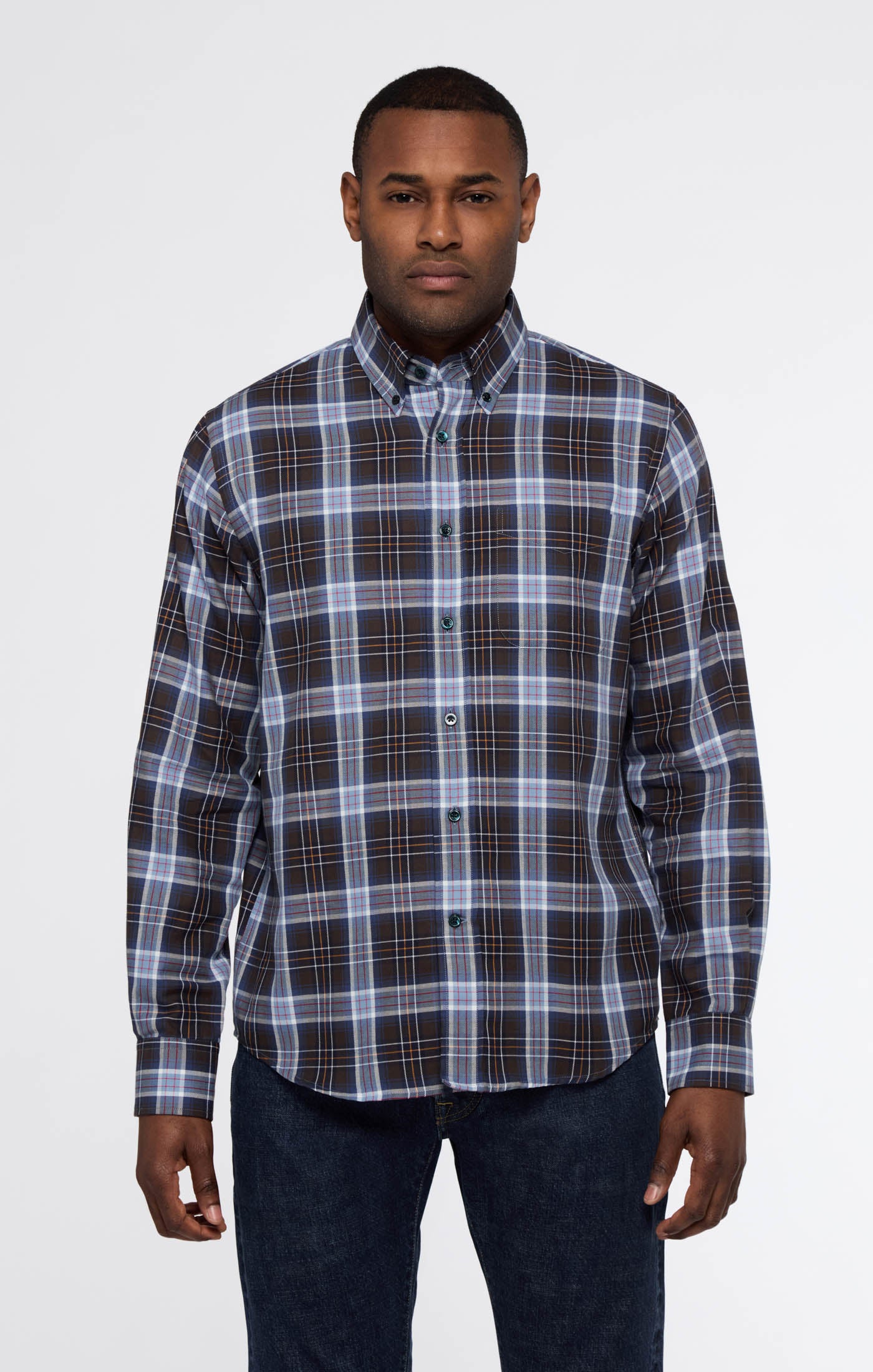 Button Down Cotton Flannel Pale Blue