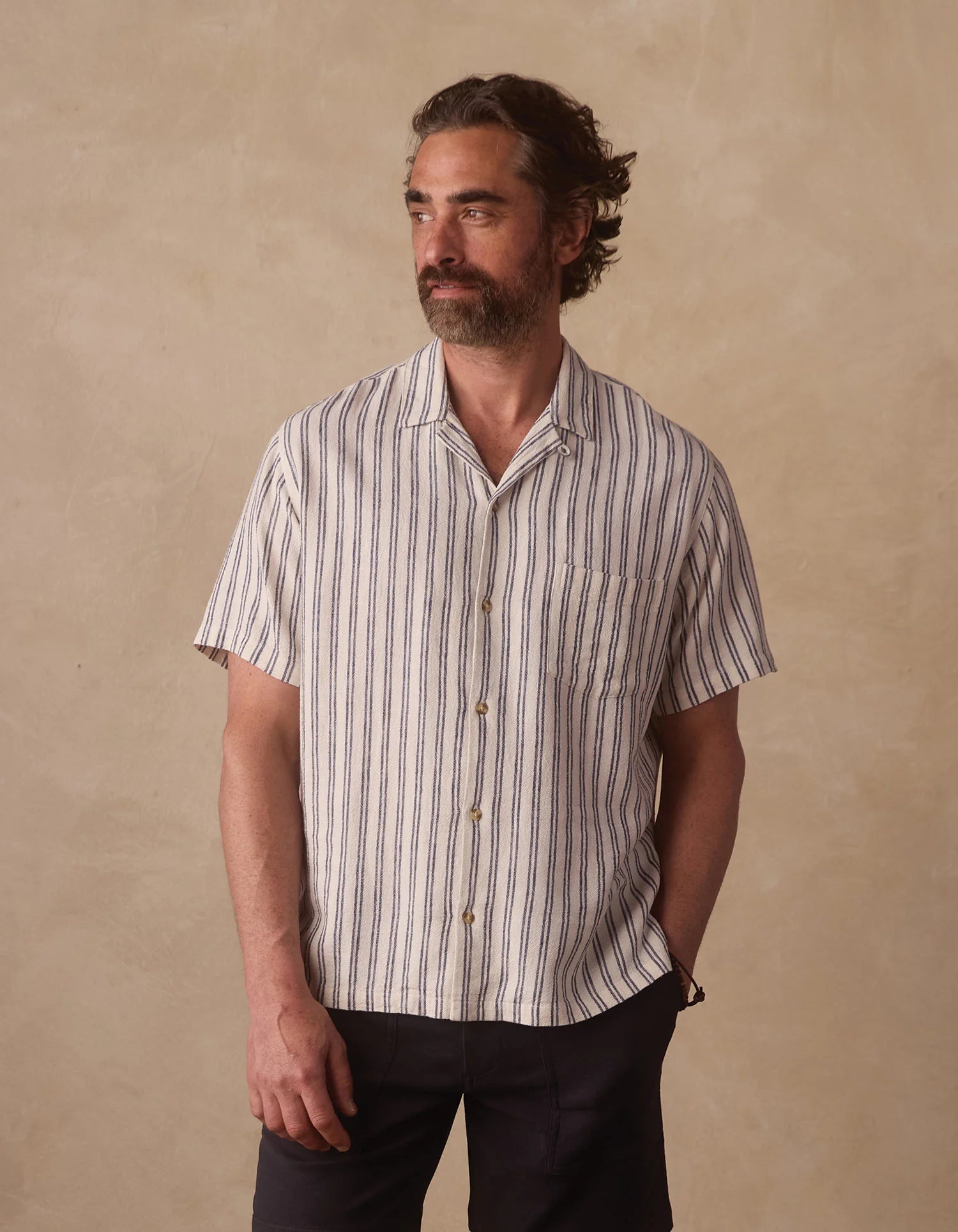 Freshwater Resort Shirt Vintage Blue Stripe