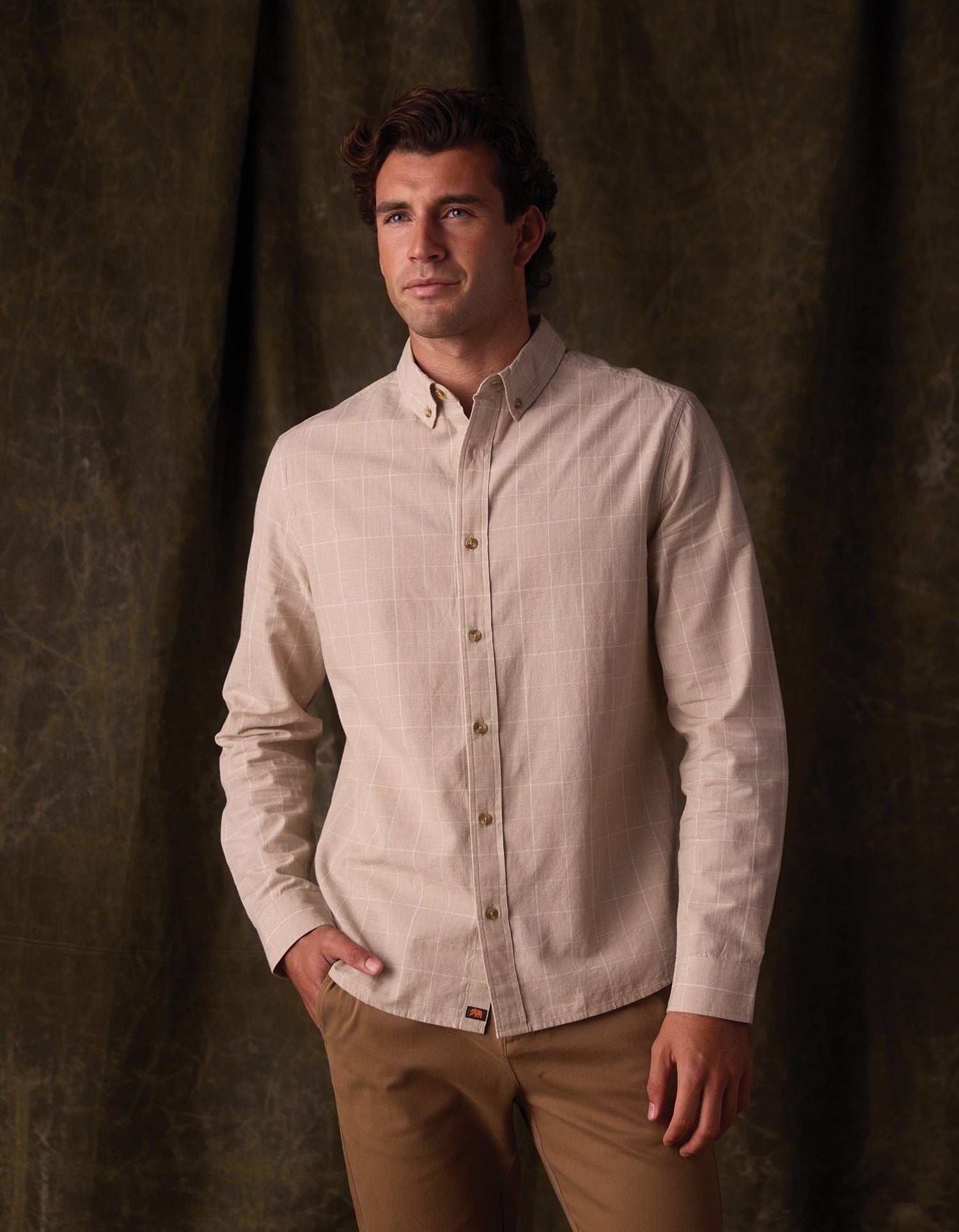 Nikko Classic Button Up Tan Plaid