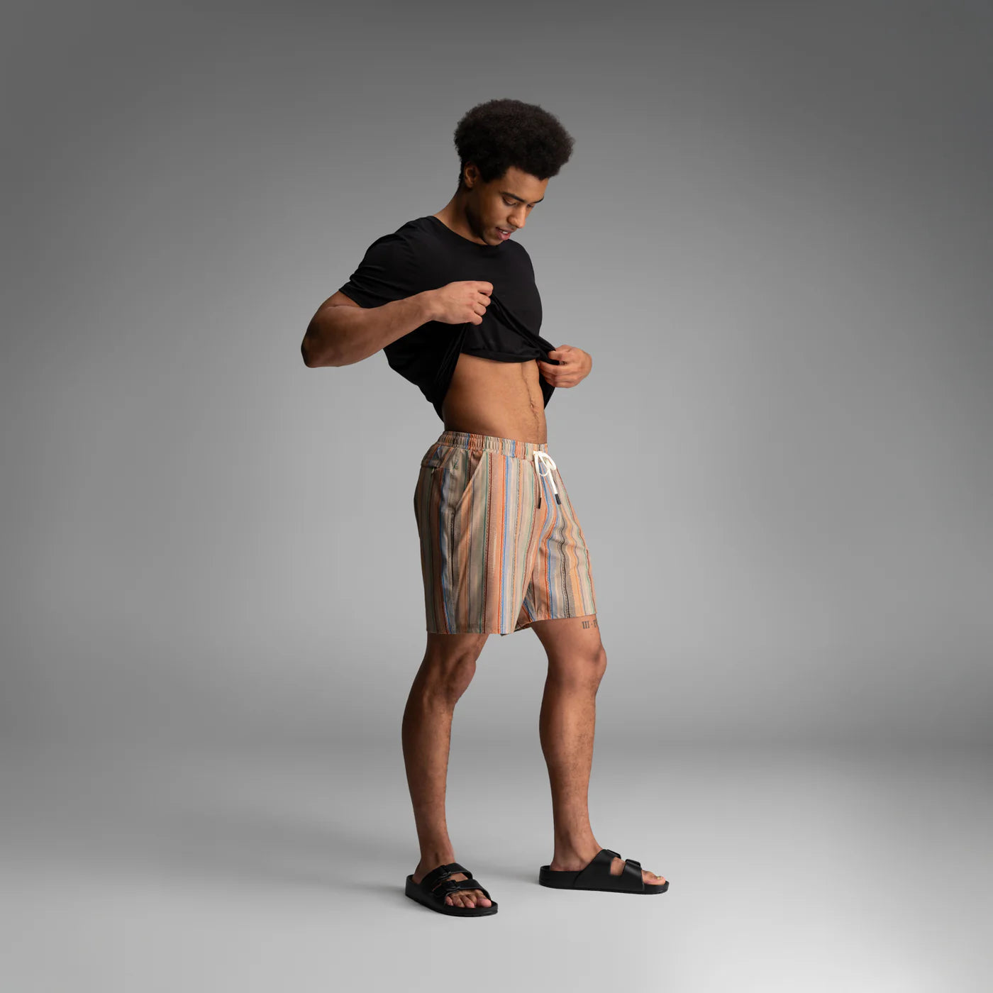 Shoreline Swim Short 2N1 Ikat Stripe-Beige