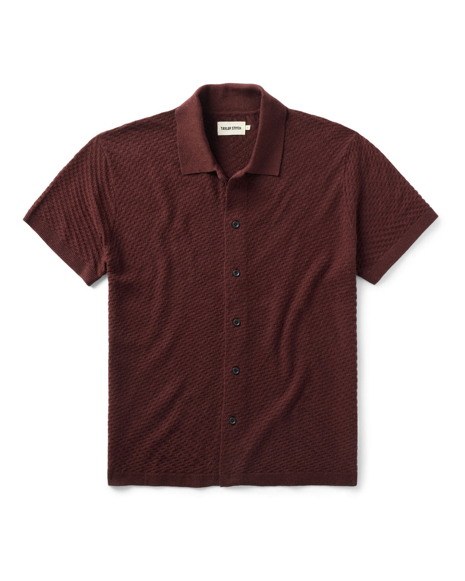 The Arlo Sweater Polo Burgundy Texture Knit