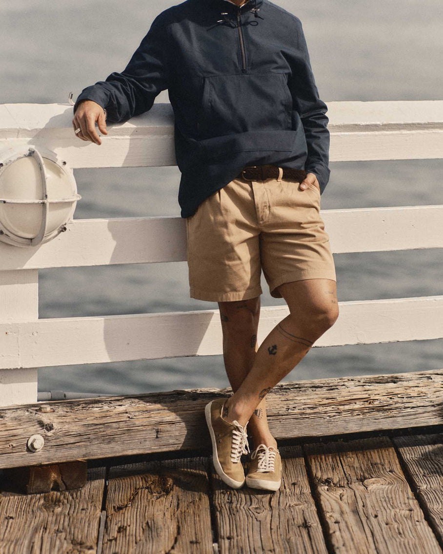 The Pleated Short Organic Field Khaki Twill