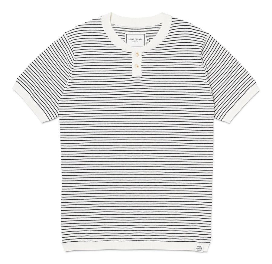 Seawell Striped Knit Henley Tee Cream