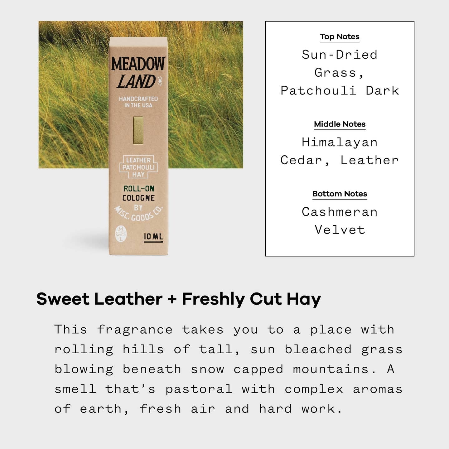 Meadowland Roll-On Cologne – Grass, Cedar & Patchouli