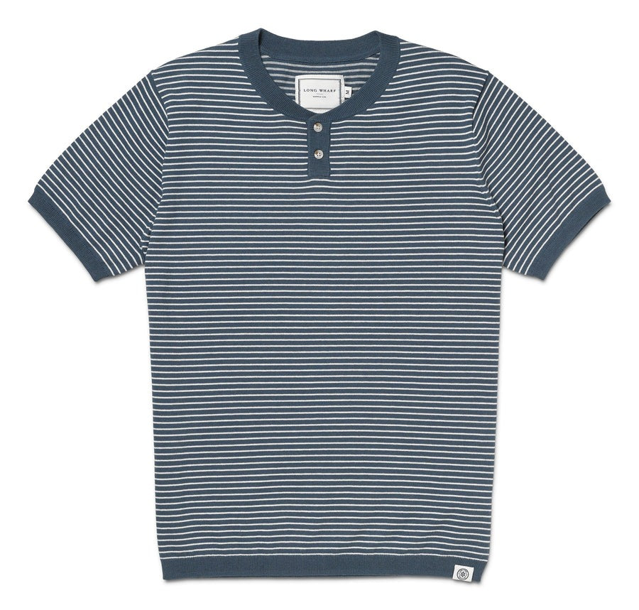 Seawell Striped Knit Henley Tee Marine