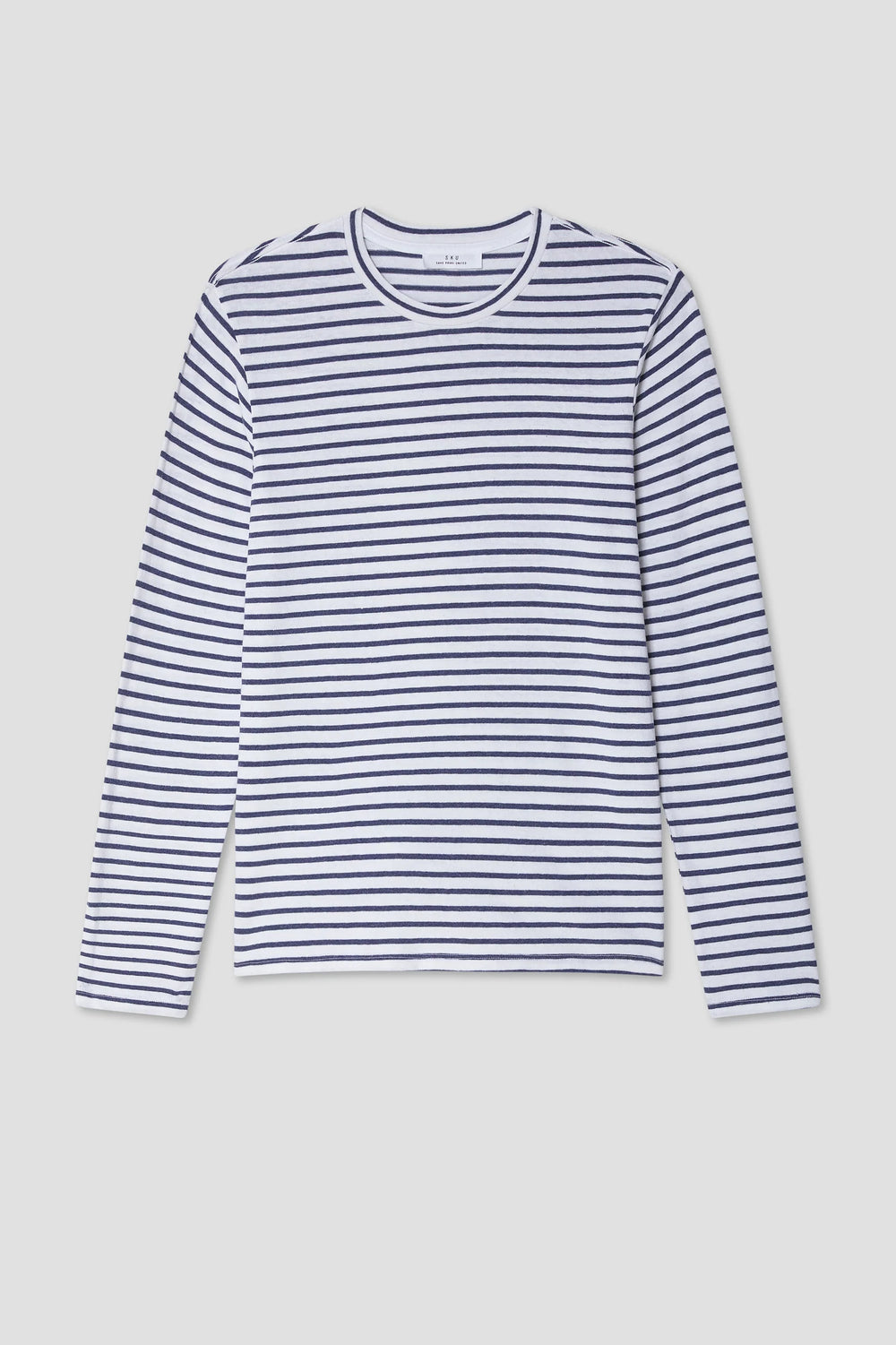 LS Organic Cotton & Hemp Stripe Crew Tee White