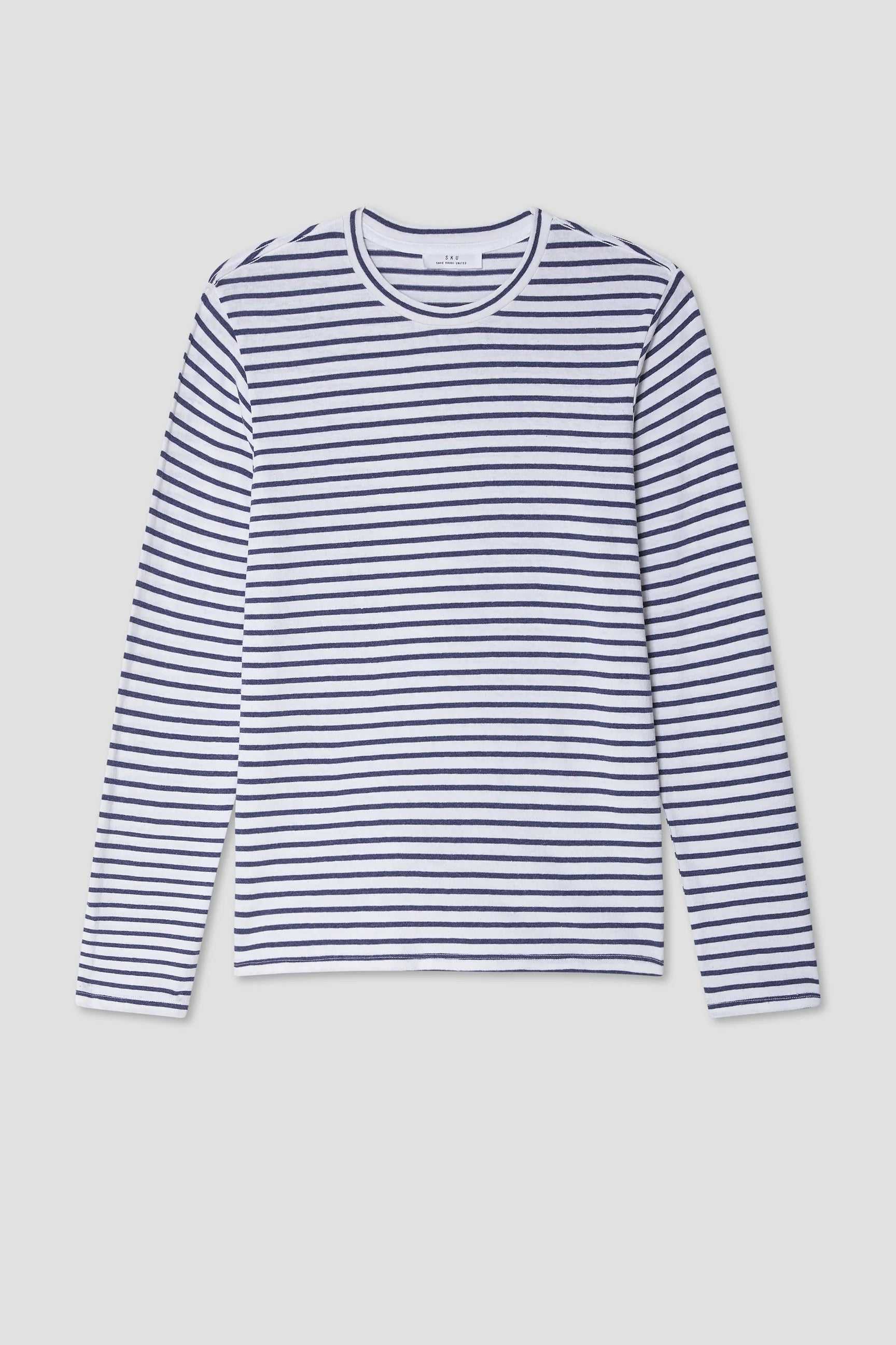 LS Organic Cotton & Hemp Stripe Crew Tee White