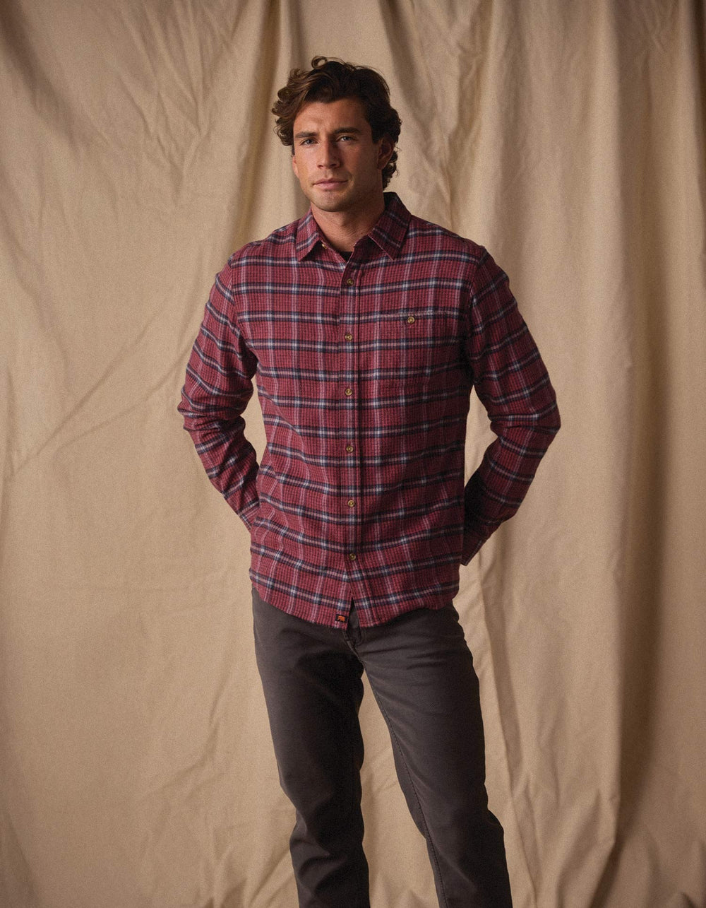 Hudson Double Brushed Flannel Mineral Red Plaid