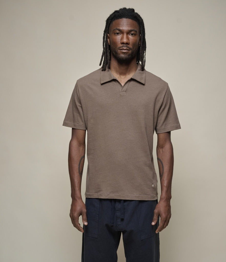 Good Basics Linen Polo Faded Grain