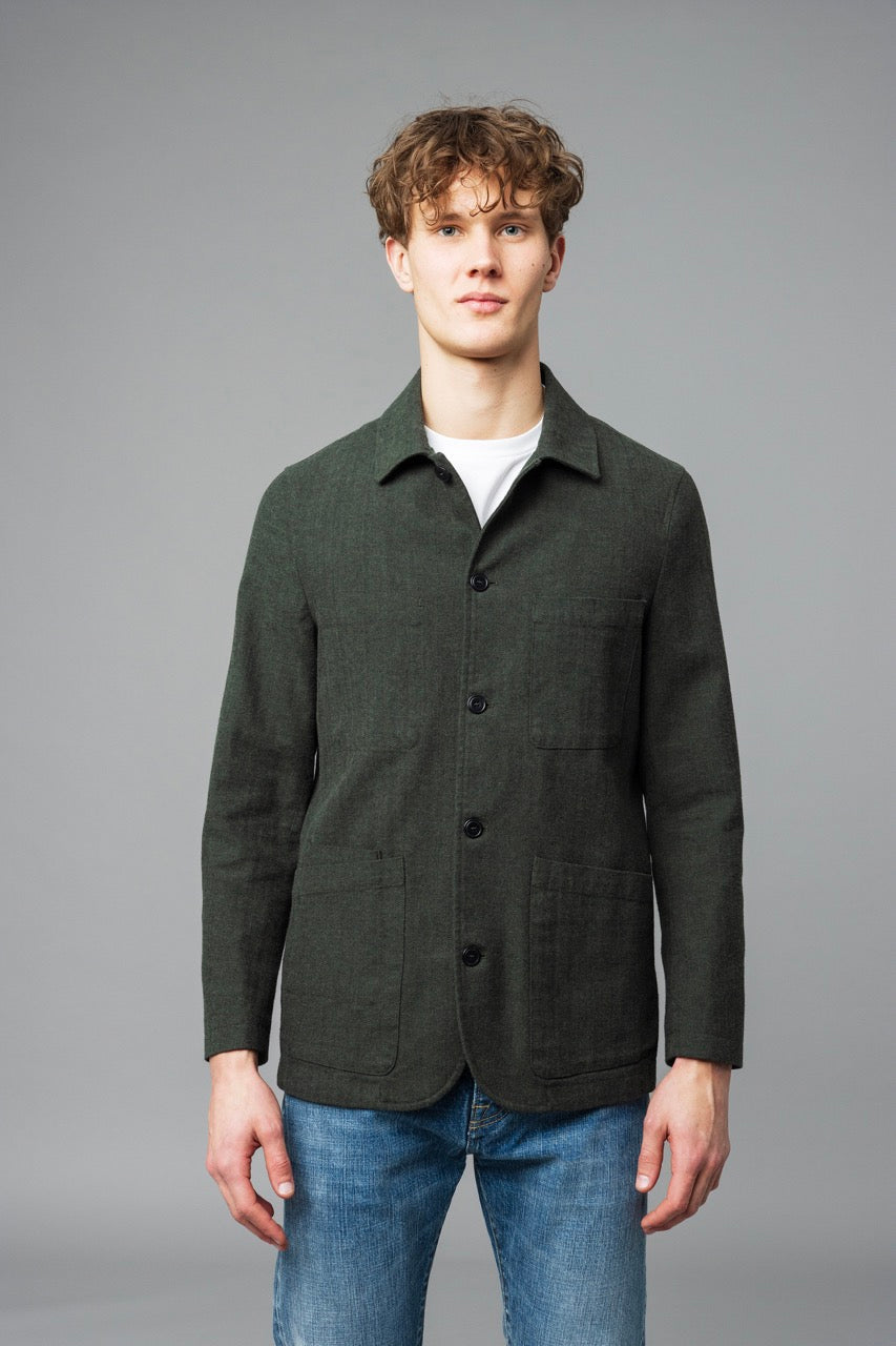 Brewer Jacket Herringbone Forest Green