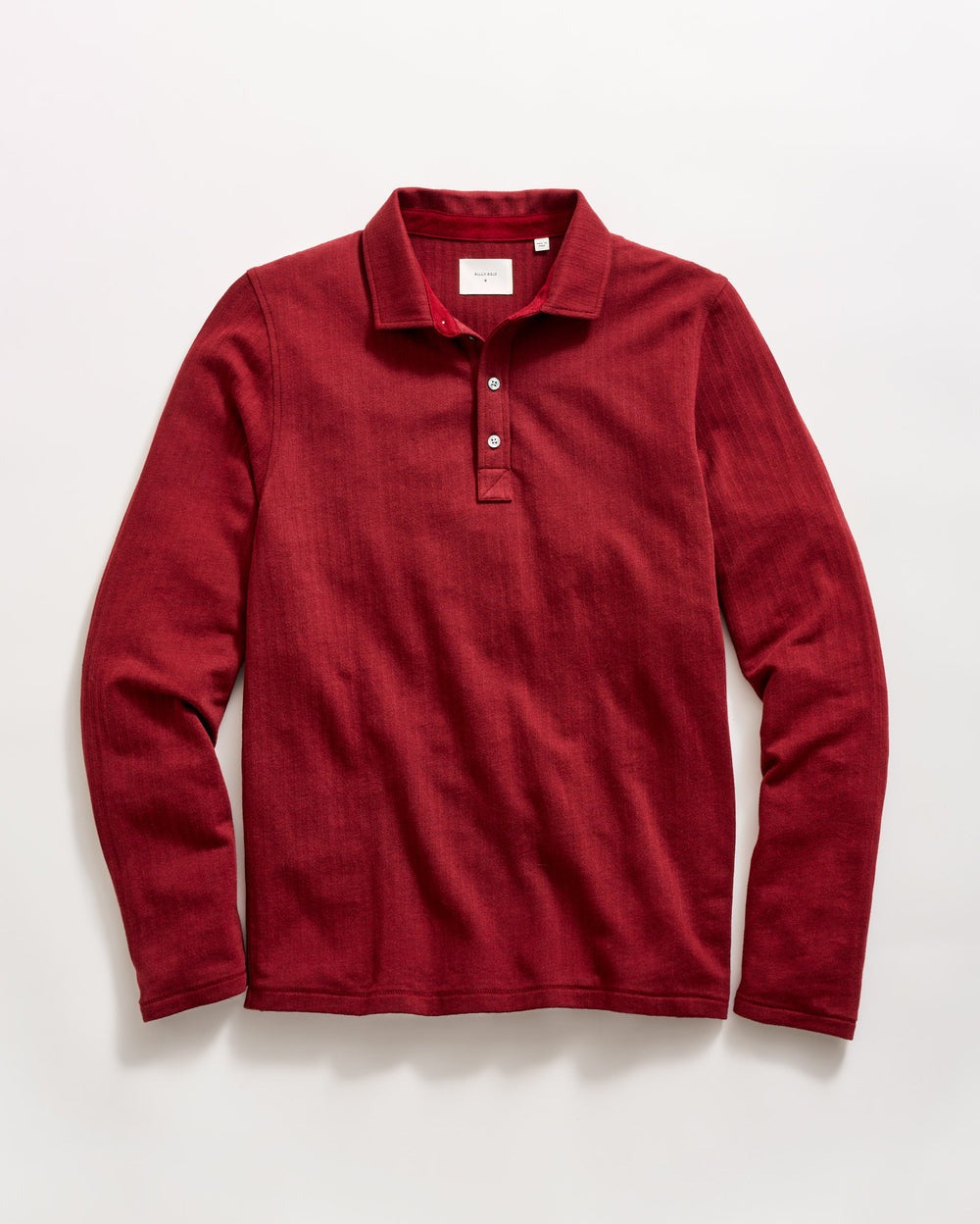 Long-Sleeve Herringbone Polo Syrah