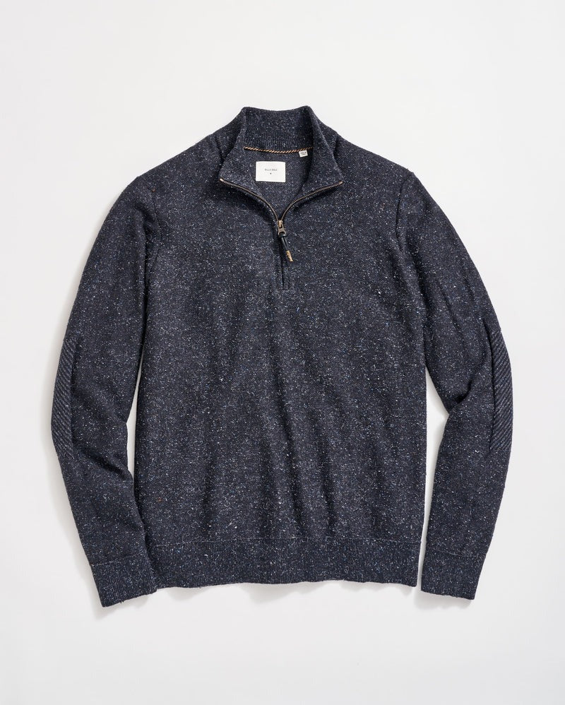 Birdseye Half Zip Carbon Blue Melange