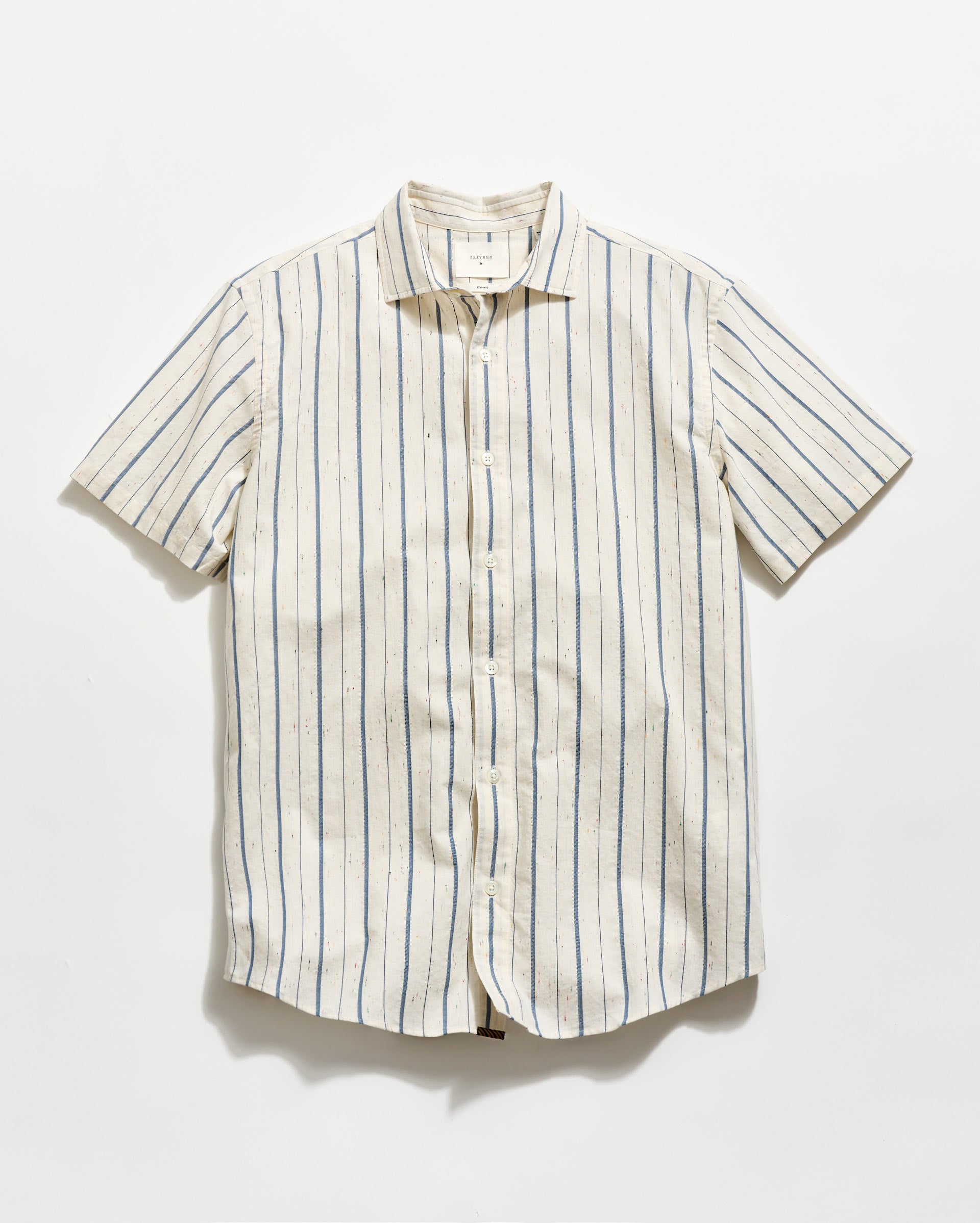 Short Sleeve Speckled Stripe Hutcheson Sport Shirt Tinted White/Carbon Blue