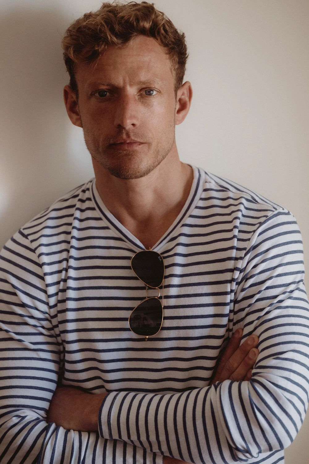 LS Organic Cotton & Hemp Stripe Crew Tee White