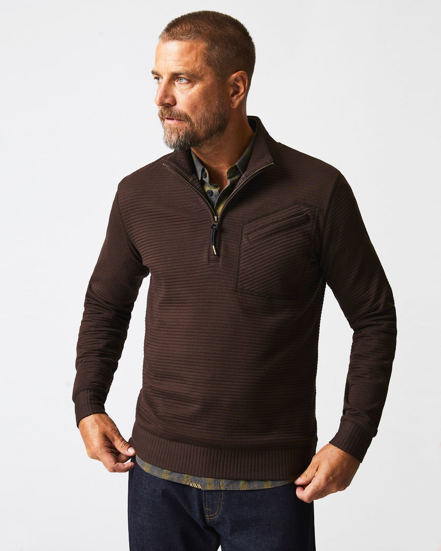 Quilted Half Zip Chocolate