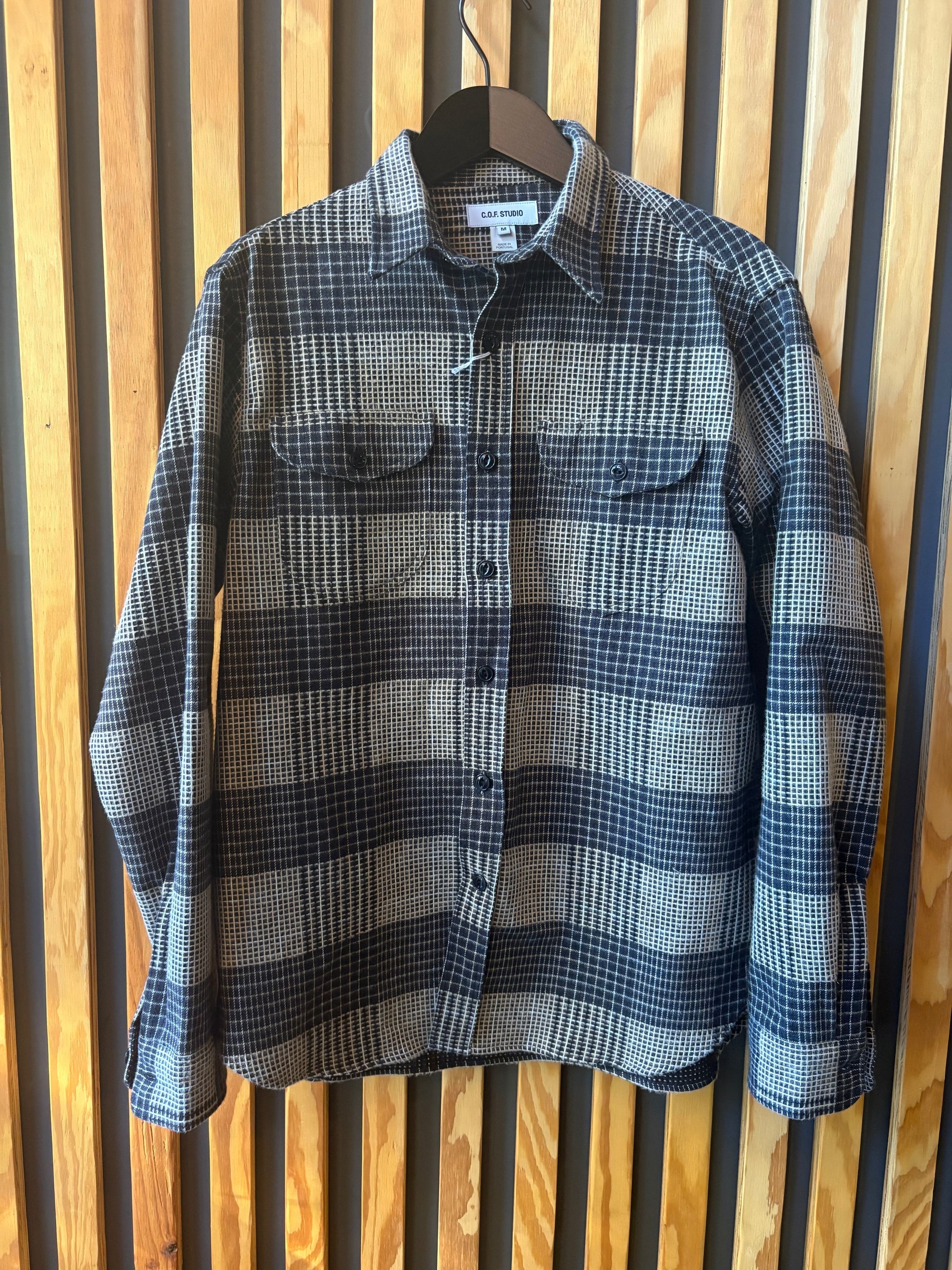 Post Man Shirt Heavy Flannel Check Check Black