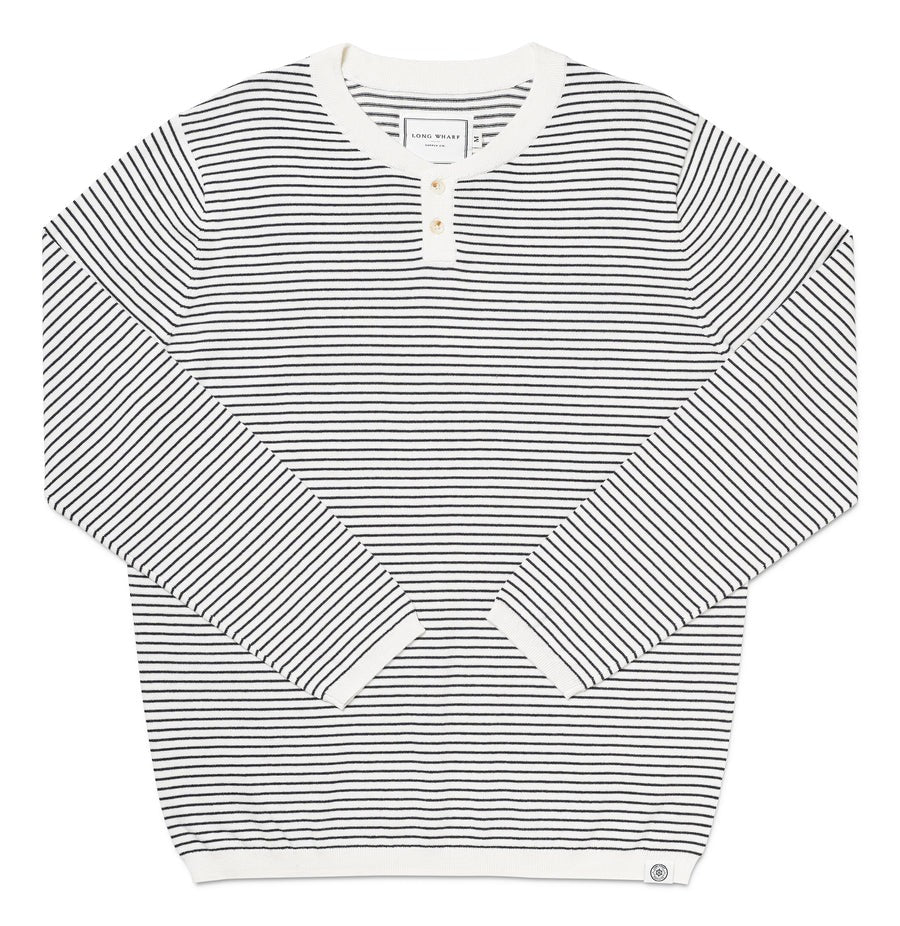 Seawell Striped Knit Henley Cream