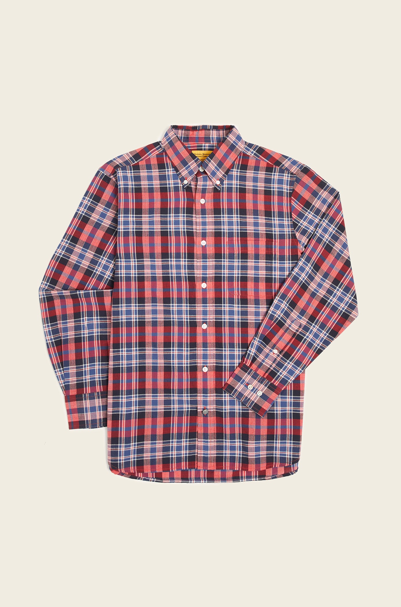 Classic Button Down Collar L/S Shirt Navy Red Check