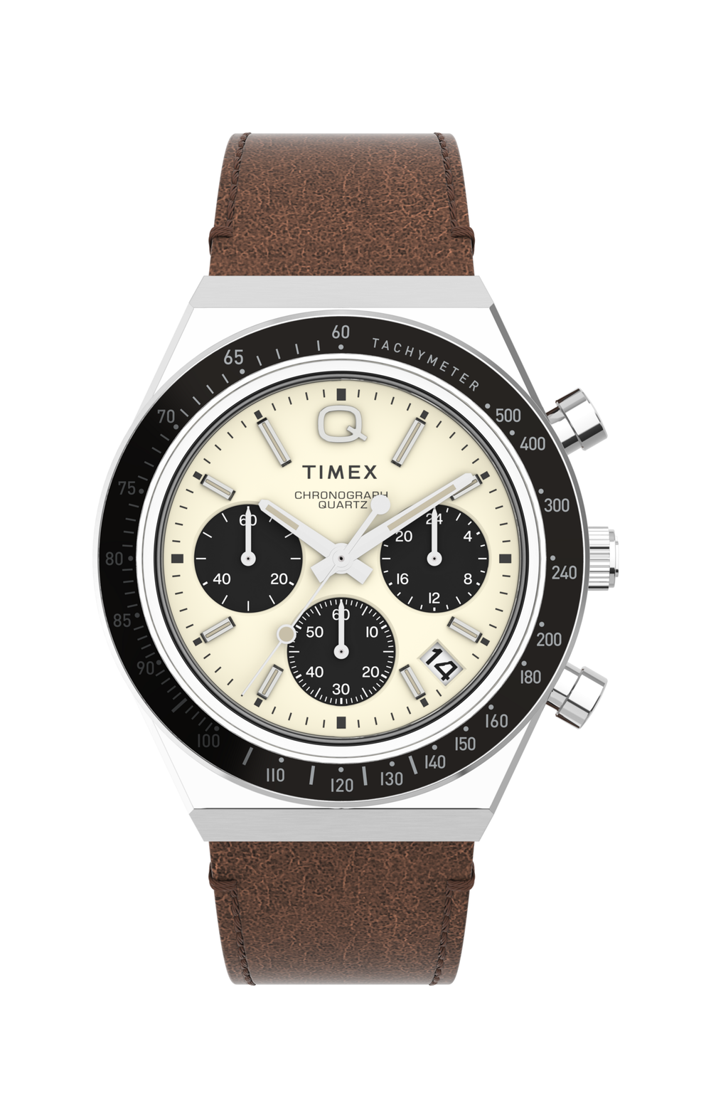 Q Timex Chronograph - 40mm Leather Strap Watch