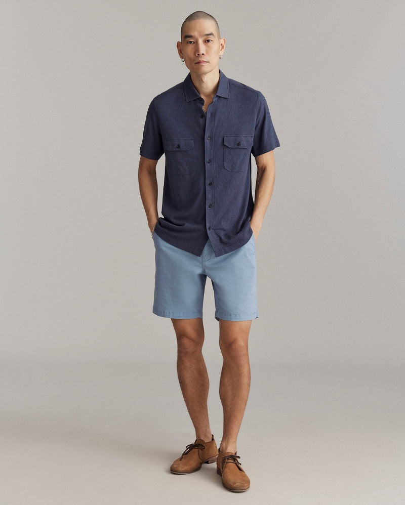 S/S Hemp Cotton Knit Shirt Navy