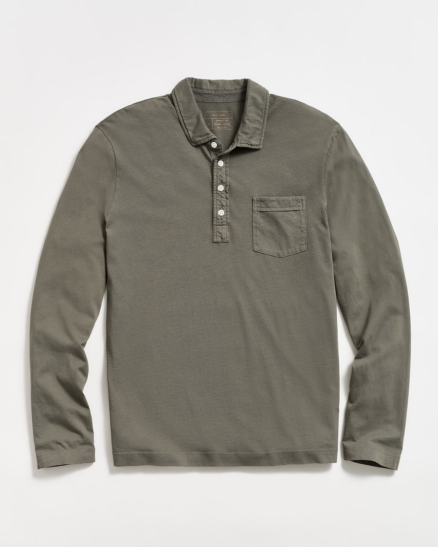 Long Sleeve Pensacola Polo Washed Grey