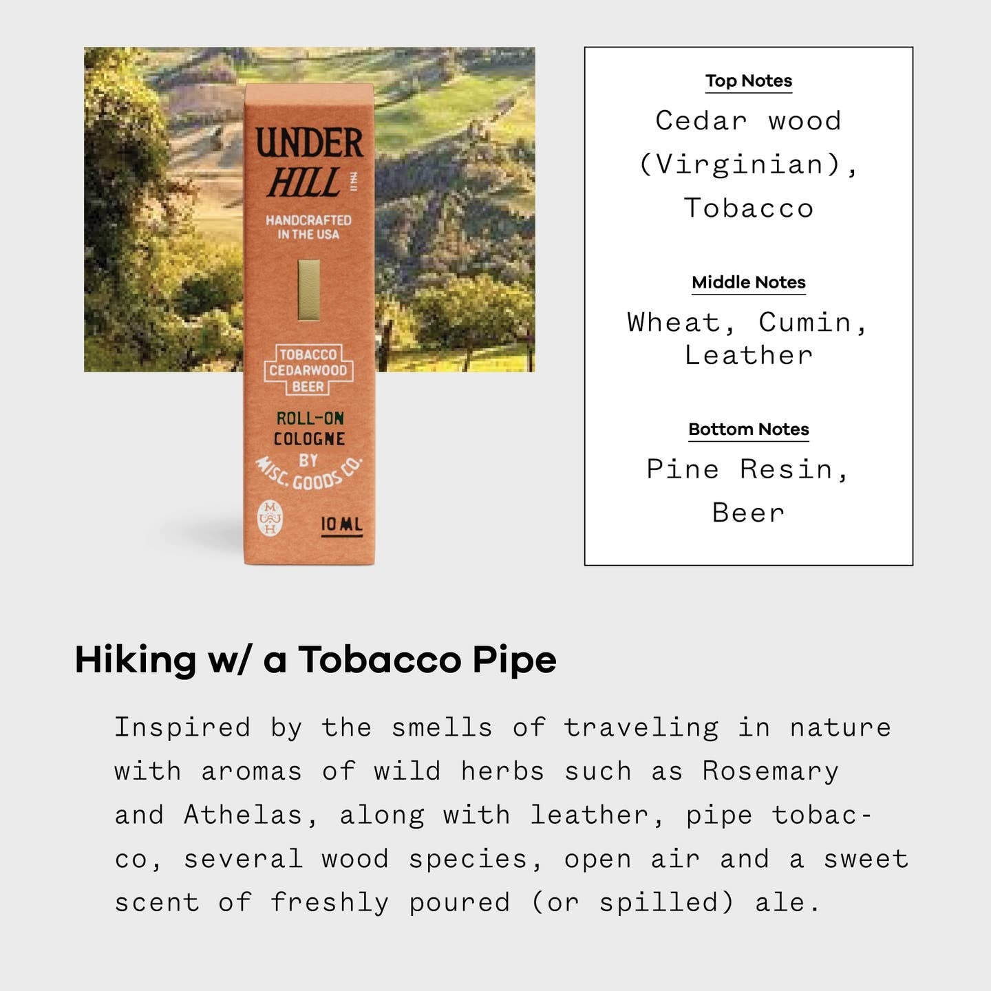 Underhill Roll-On Cologne – Tobacco, Cedar & Ale