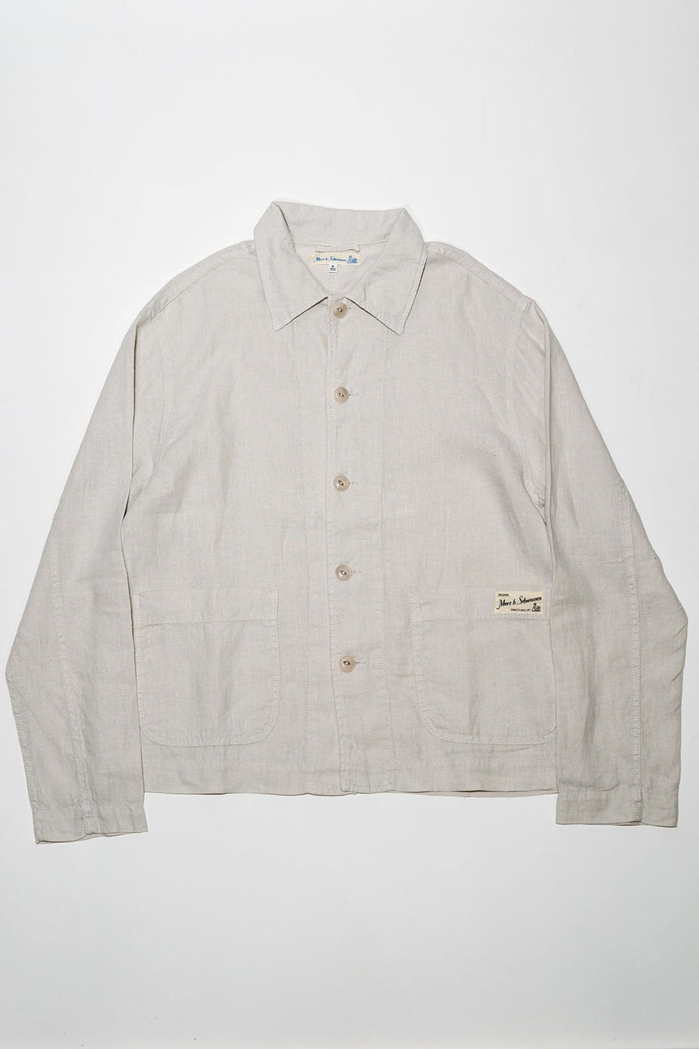 Cropped Worker's Linen Jacket Light Stone