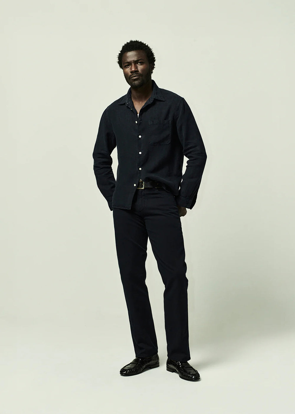 Elijah in Stretch Linen Navy
