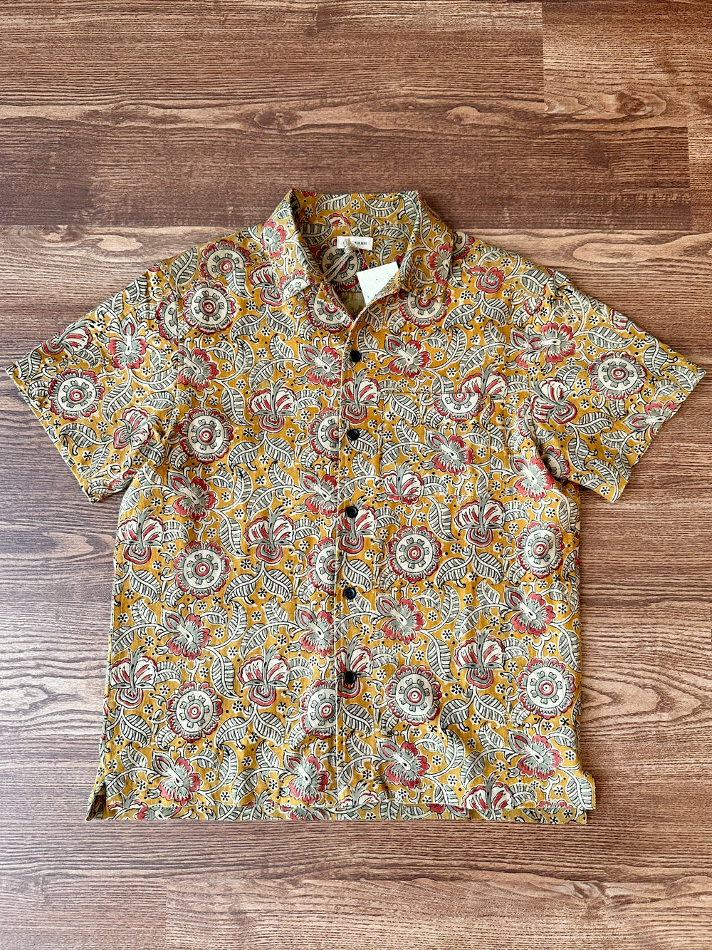 Khushi Camp Shirt Kalamkari Floral Yellow