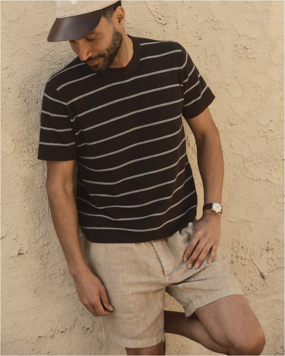 The Brody Sweater Tee Espresso Stripe