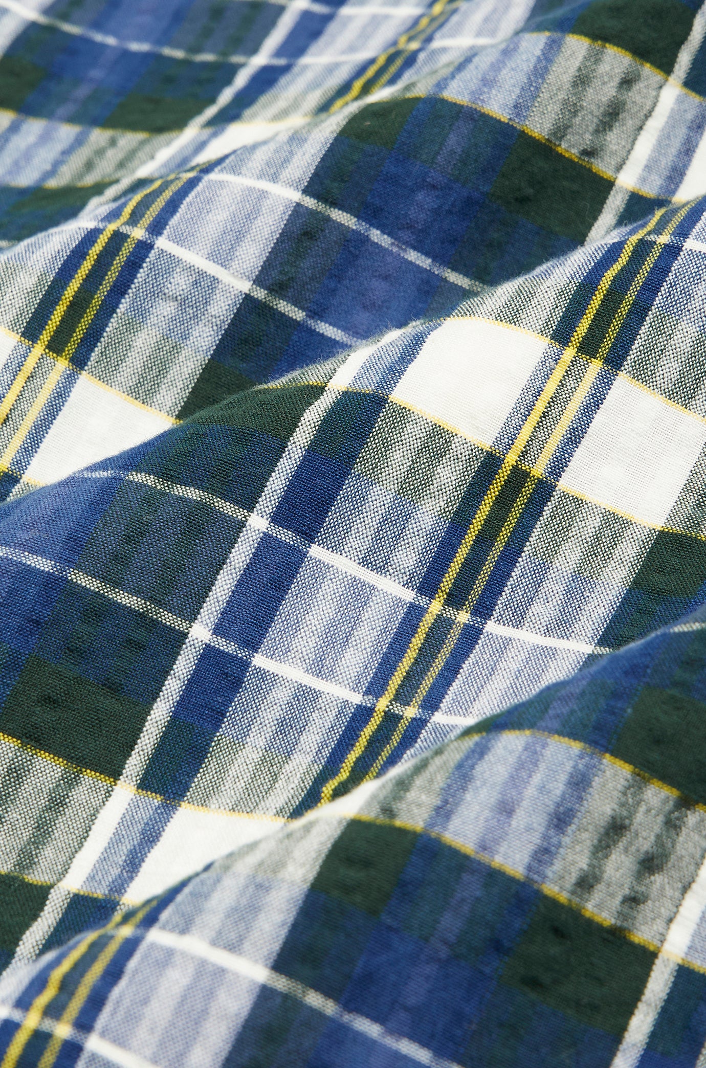 Contrasting Parts Button Down Collar L/S Shirt Blue Check/Blue Stripe
