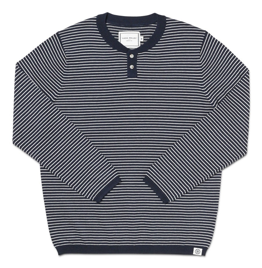 Seawell Striped Knit Henley Navy