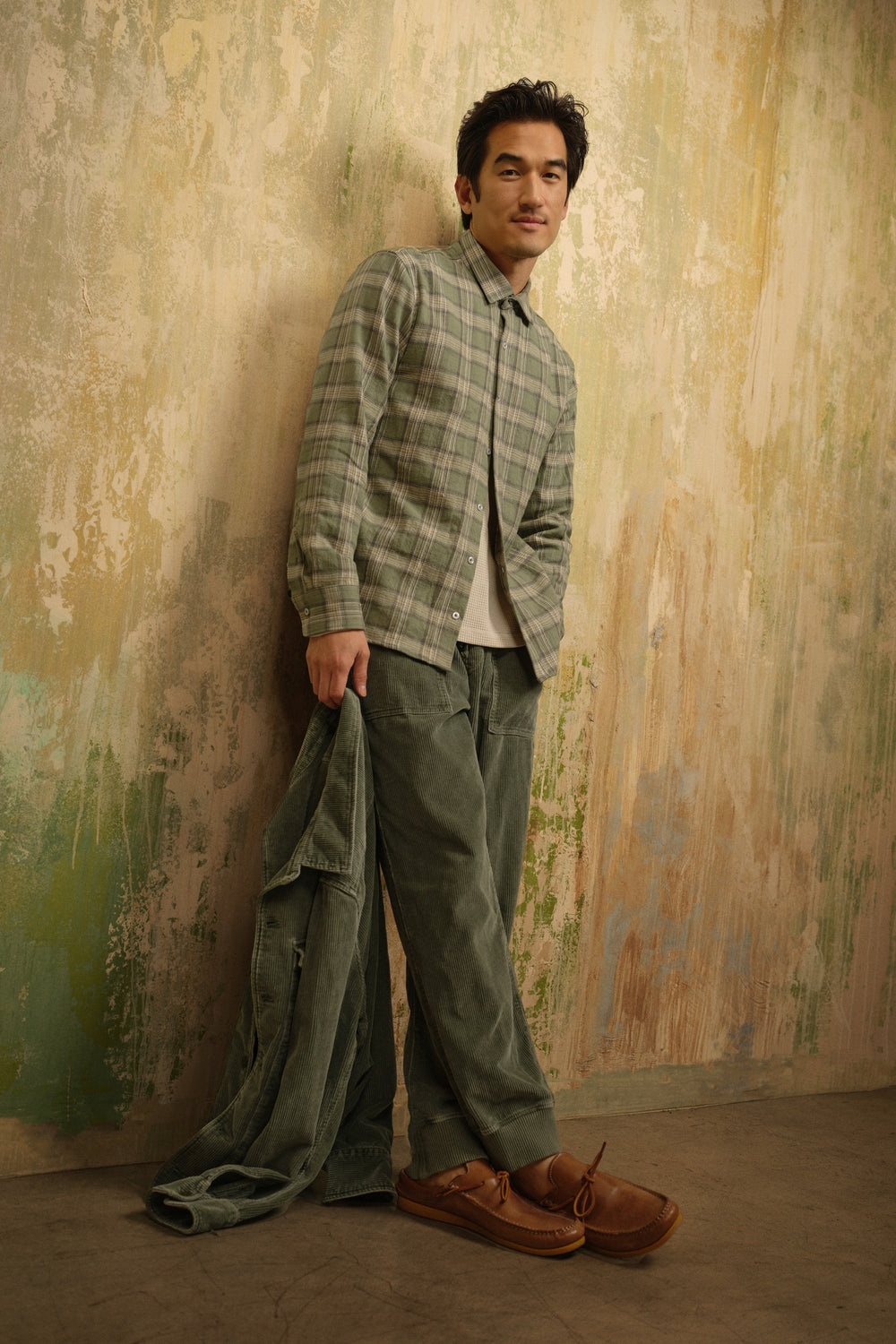 Japanese Slub Flannel Shirt Light Green