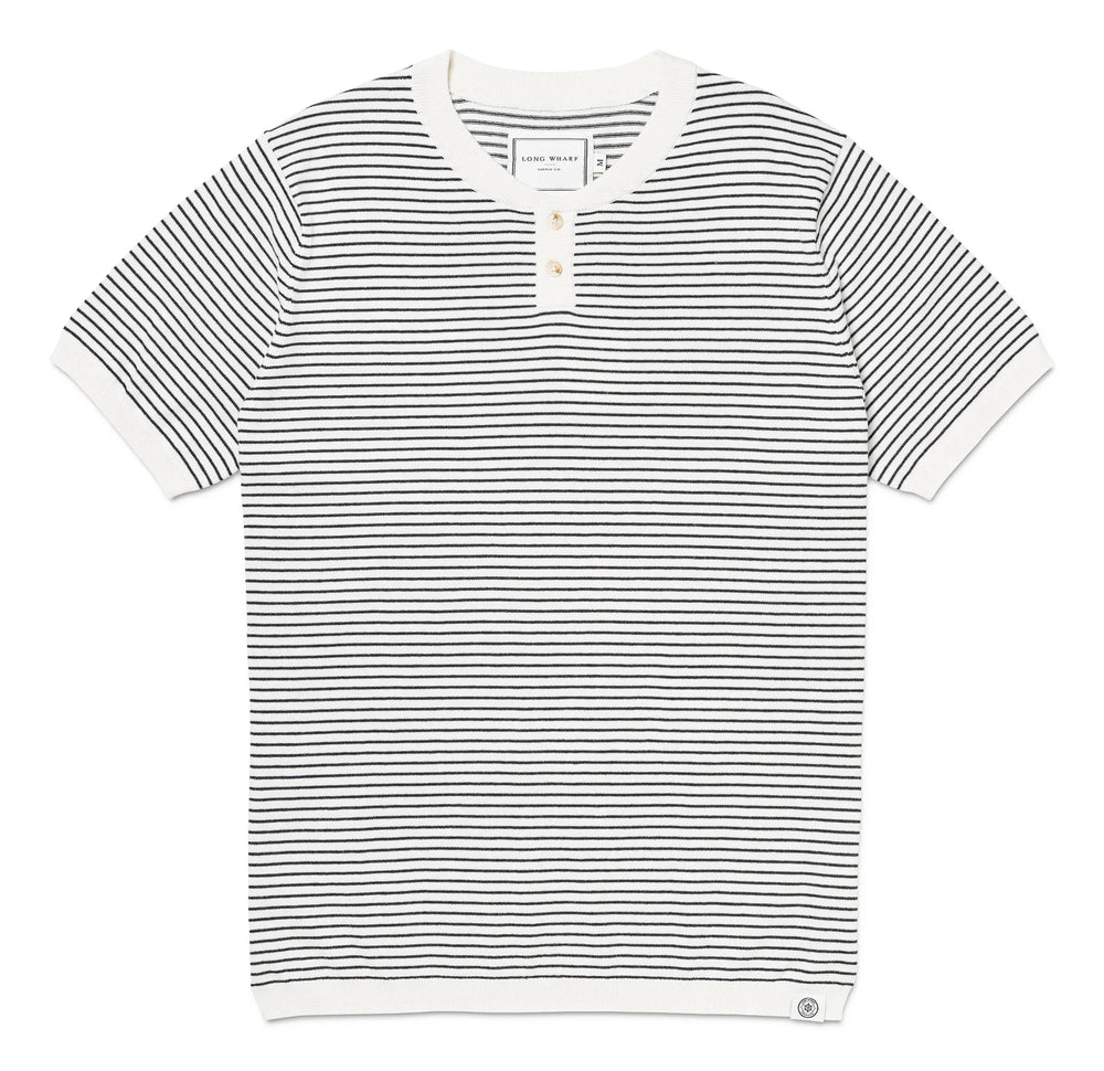 Seawell Striped Knit Henley Tee Cream
