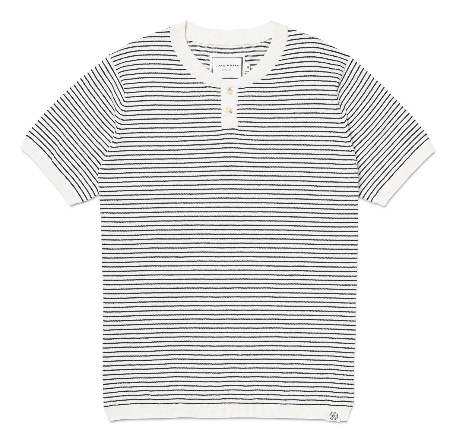 Seawell Striped Knit Henley Tee Cream