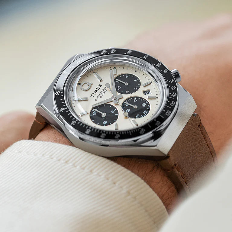 Q Timex Chronograph - 40mm Leather Strap Watch