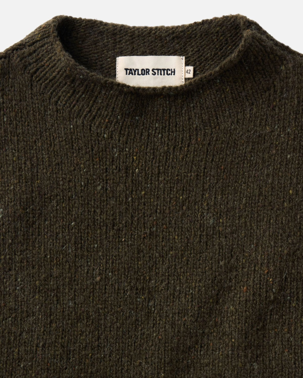 The Seafarer Rollneck Sweater Olive Donegal