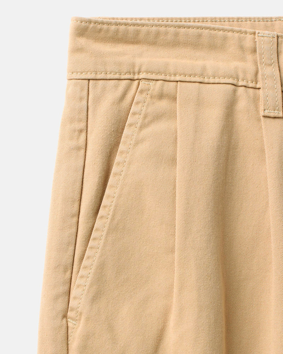 The Pleated Short Organic Field Khaki Twill