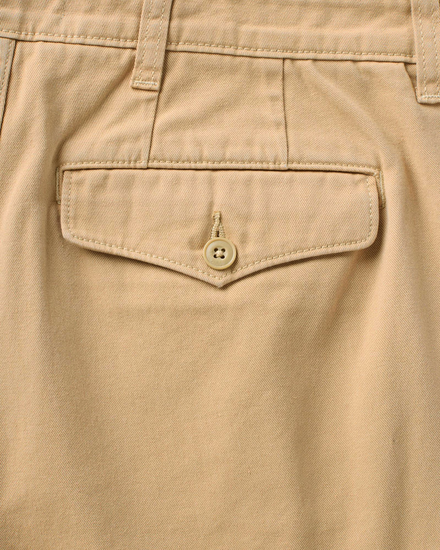 The Pleated Short Organic Field Khaki Twill