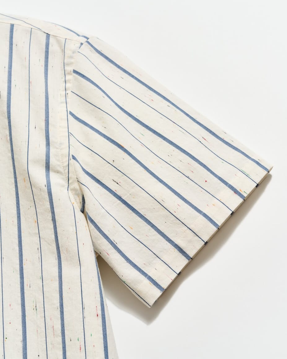 Short Sleeve Speckled Stripe Hutcheson Sport Shirt Tinted White/Carbon Blue
