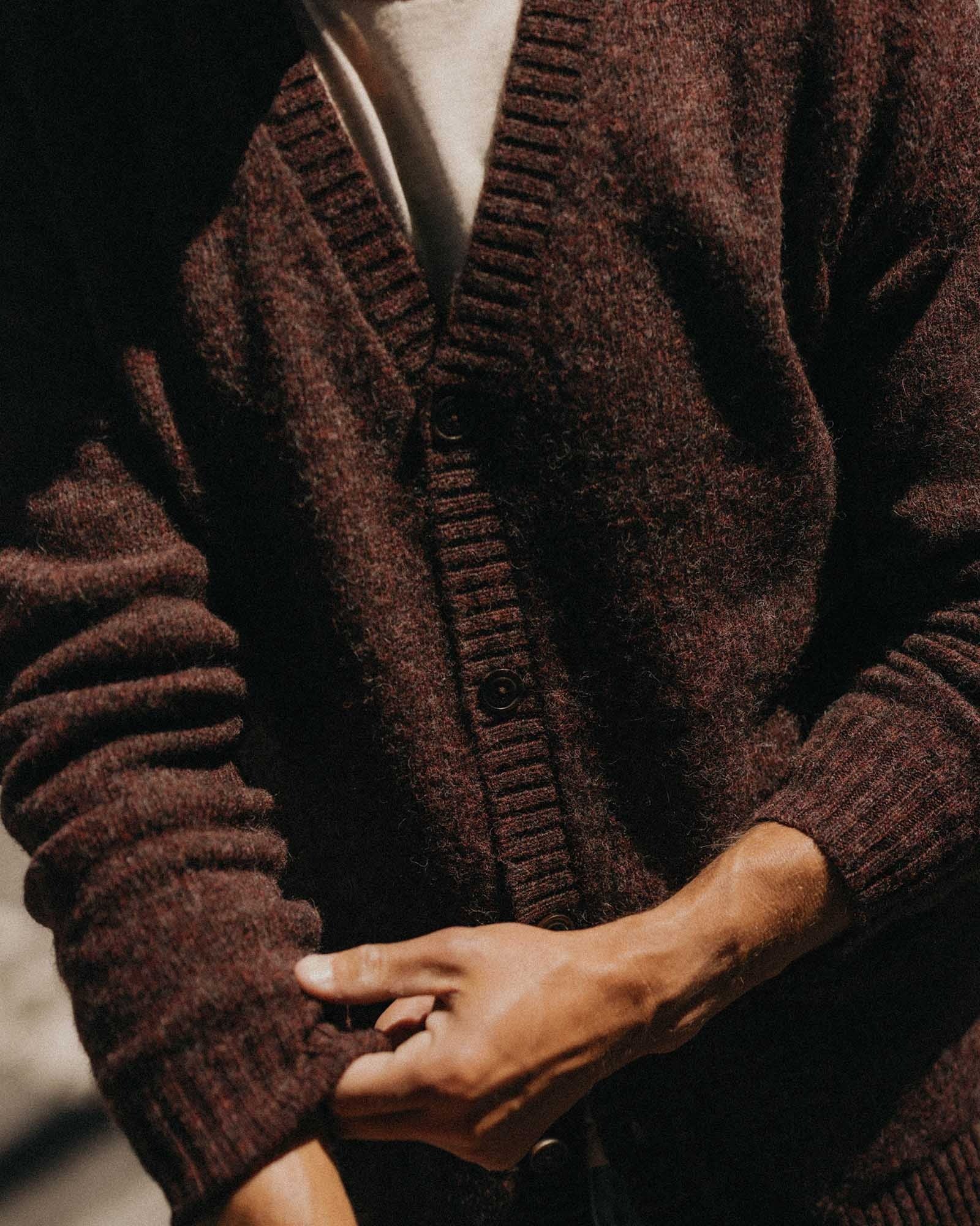 The Eastmoor Cardigan Heather Port Wool