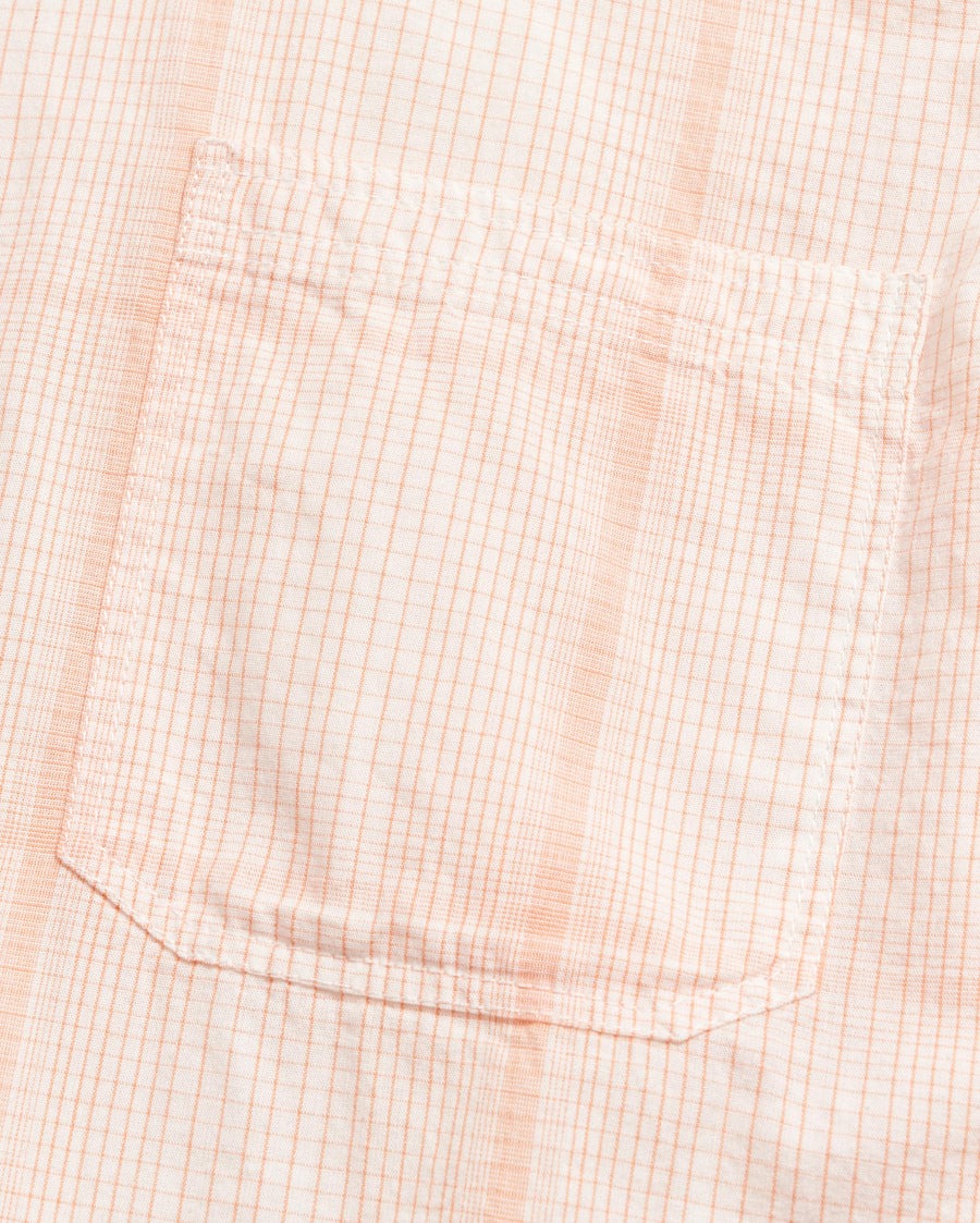 Short Sleeve Line Plaid Tuscumbia Shirt Button Down Pale Coral