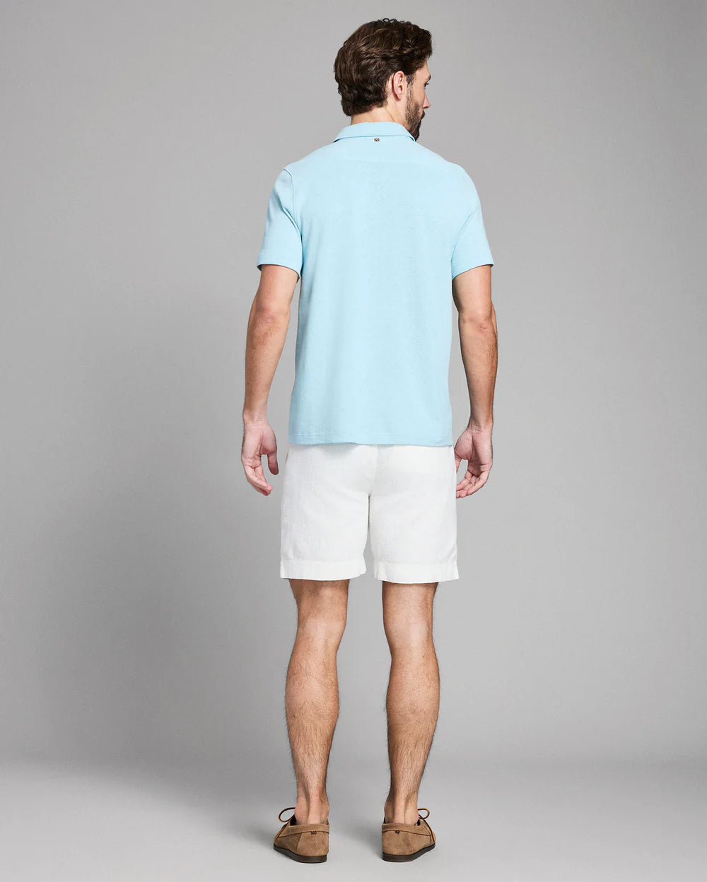 Short Sleeve Hemp Cotton Knit Shirt Sky Blue